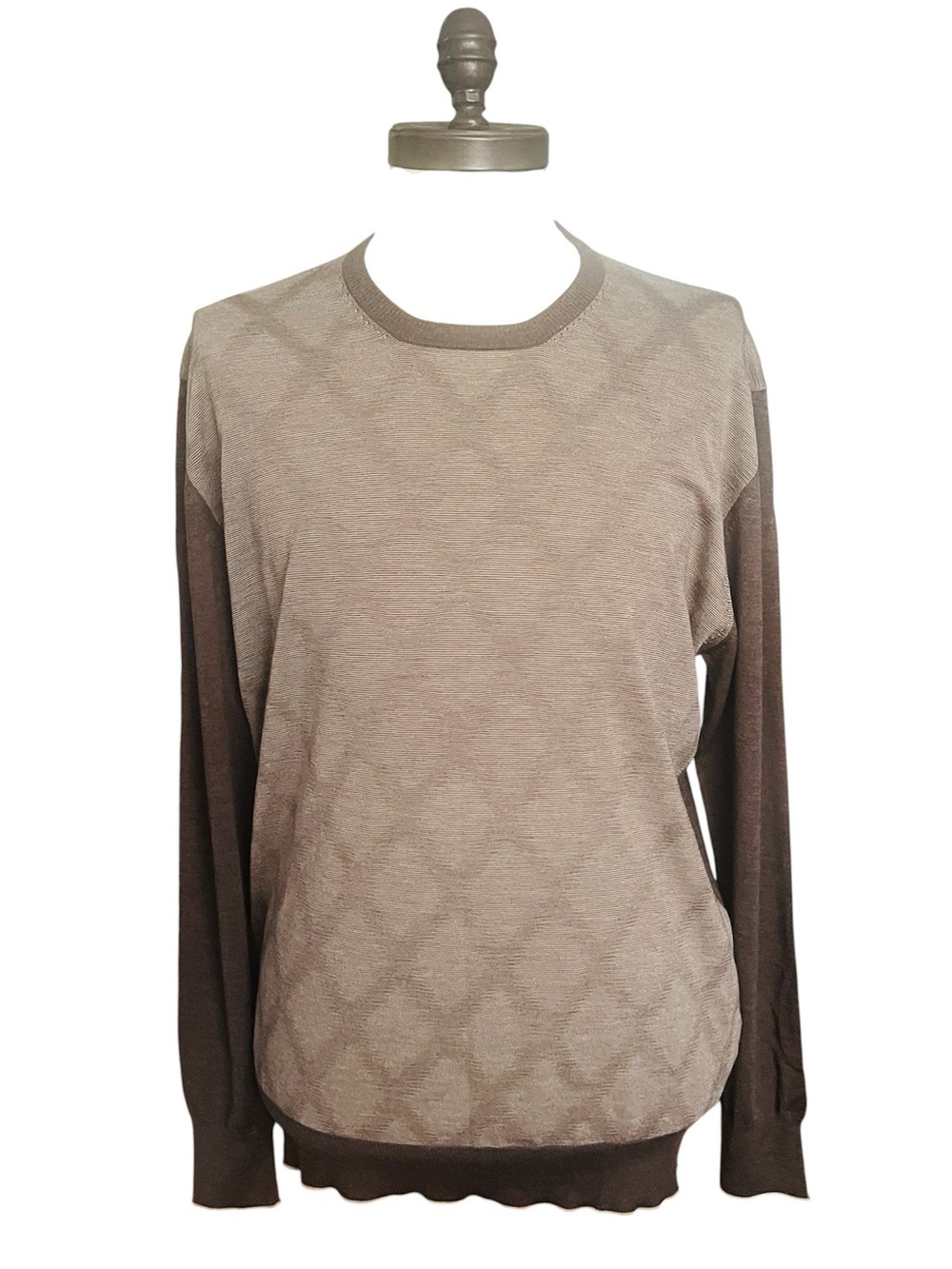 Cortigiani Men's Virgin Wool Sweater Brown SZ 56 IT US 46 Classic Lightweight
